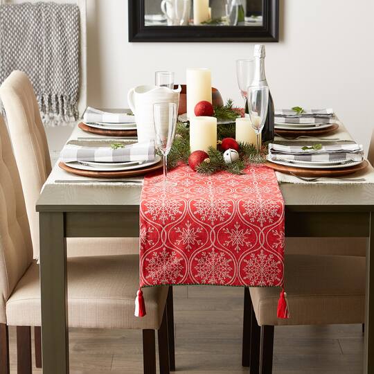 DII® 72'' Joyful Snowflakes Jacquard Reversible Table Runner